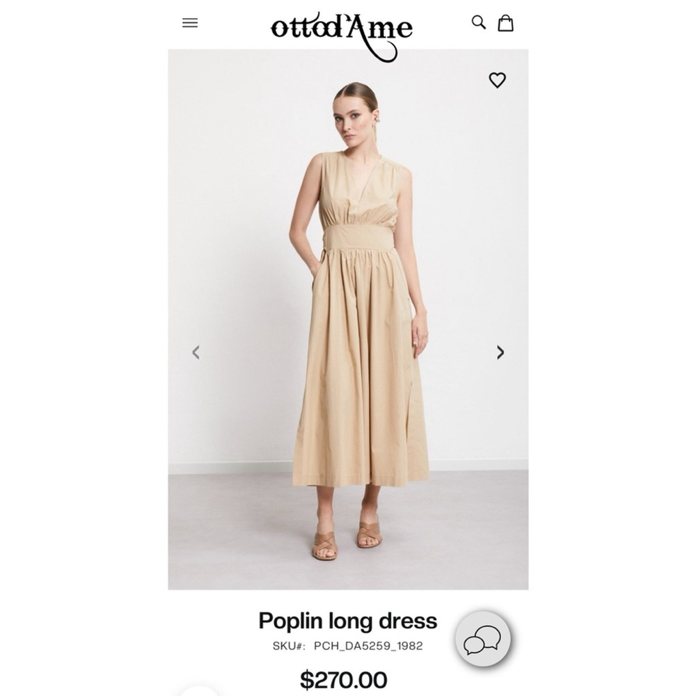 Ottod'Ame Designer Dress Long Poplin Cotton Beige Maxi Casual Chic US 4 - Picture 2 of 16